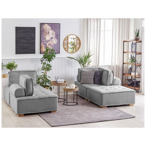 Set Da Salotto Modulare 4 Posti Tibro Tessuto Grigio - Foto 1