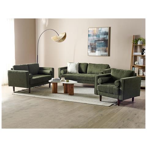 Set Da Salotto 6 Posti Nurmo Tessuto Verde Scuro - Foto 1