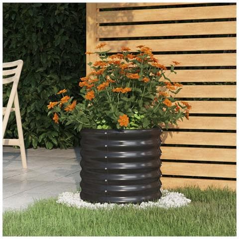 Vaso Giardino Acciaio Verniciato A Polvere 40x40x36cm Antracite - Foto 1