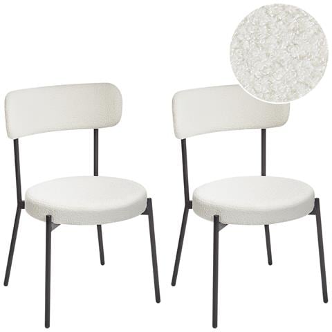 Sedia Da Pranzo Set Di 2 Bouclé Bianco Allison - Foto 2