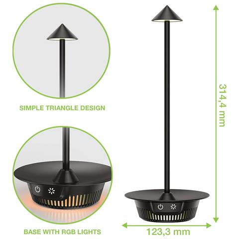 Lampada Led Multicolore Da Tavolo Dimmerabile Batteria Ricaricabile Alimentazione Usb-c - Foto 2