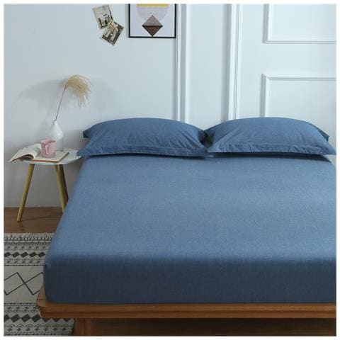 Lenzuolo Con Angoli In Cotone + 2 Federe Darkblue S - Foto 2