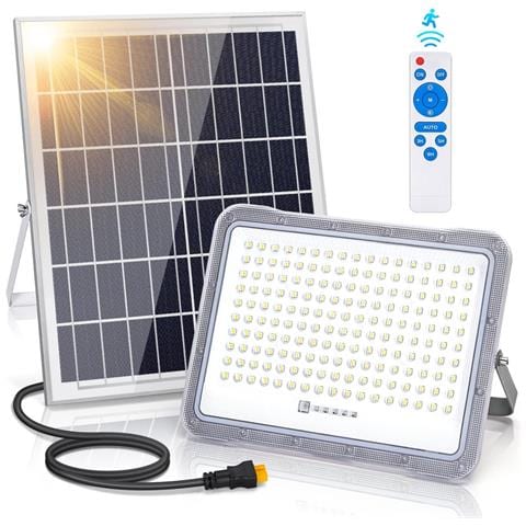 Faro Led Solare 200w 2000lm Con Pannello Policristallino E Sensore Ip65 Esterni 20000mah - Foto 1