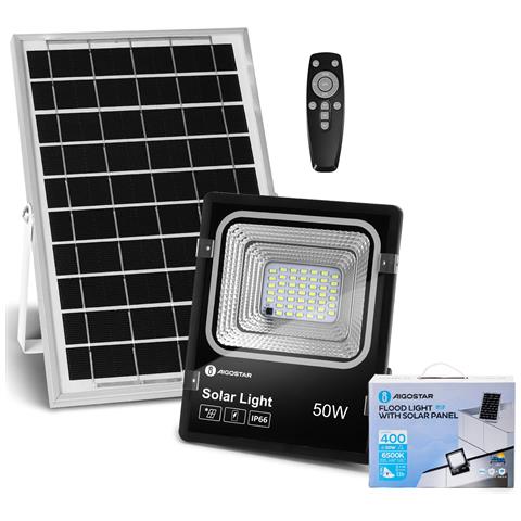 Faro Led Solare 50w 500lm Con Pannello Policristallino E Sensore Ip65 Esterni 1200mah - Foto 1