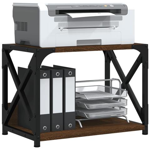 Supporto Stampante 2piani Rovere Marrone 44x26x31,5 Multistrato - Foto 3