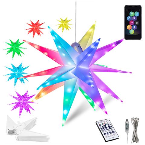Stella Luminosa Di Natale Da Soffitto Decorazione Natalizia Led Rgb 25cm Con App - Foto 1