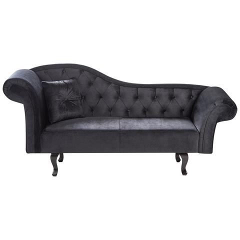 Chaise Longue Versione Sinistra Lattes Velluto Nero Con Cuscino - Foto 2