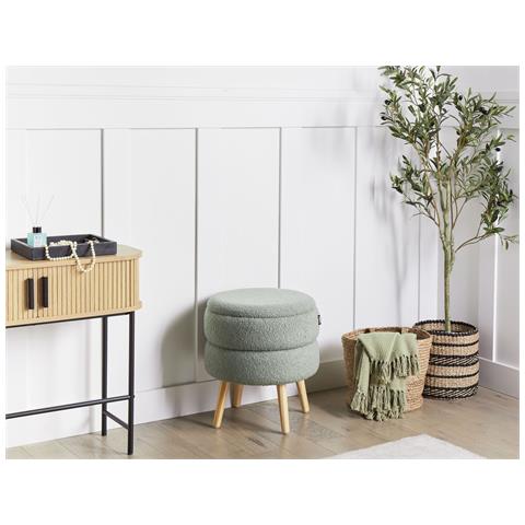 Sgabello Contenitore Okaton Bouclé Verde - Foto 1