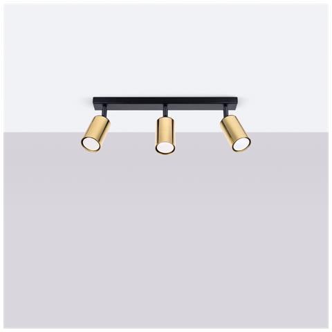 Lampada Da Soffitto Winx 3 Nero /coop Sl. 1384 - Moderno Lampade Da Soffitto Oro Nero 18.5x45x6 Cm - Foto 2