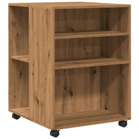 Tavolino Con Ruote Rovere Artigianale 55x60x78 Cm In Truciolato - Foto 2