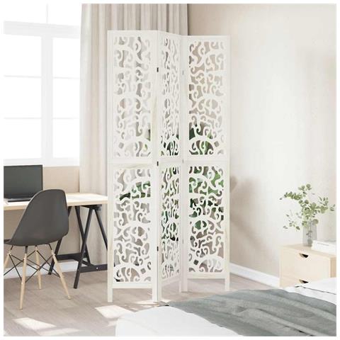 Divisorio Ambienti 3pannelli Bianco Legno Massello Di Paulownia - Foto 3