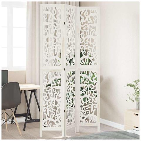 Divisorio Ambienti 3pannelli Bianco Legno Massello Di Paulownia - Foto 1