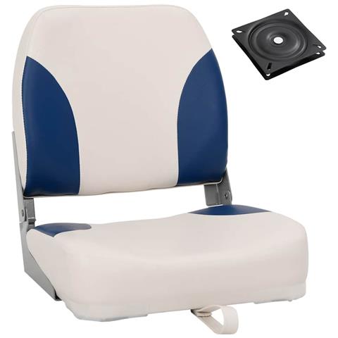 Set Sedile Per Barca Pieghevole 2pz Con Cuscino Blu-bianco - Foto 1