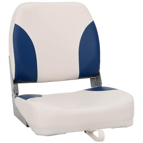 Set Sedile Per Barca Pieghevole 2pz Con Cuscino Blu-bianco - Foto 2