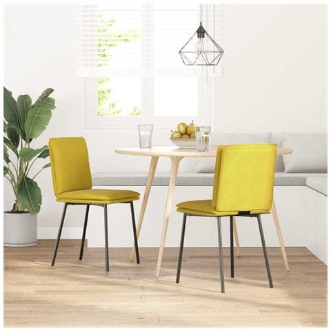 Sedie Da Pranzo 2 Pz Gialle In Velluto - Foto 2