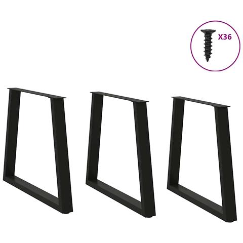 Gambe Per Tavolo Da Pranzo A V 3 Pz Nero 70x(72-73,3)cm Acciaio - Foto 3