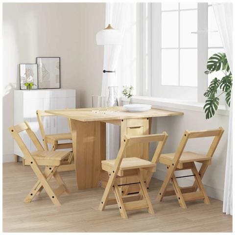 Set Da Pranzo 5 Pz Corona Pieghevole Marrone Cera In Pino - Foto 3