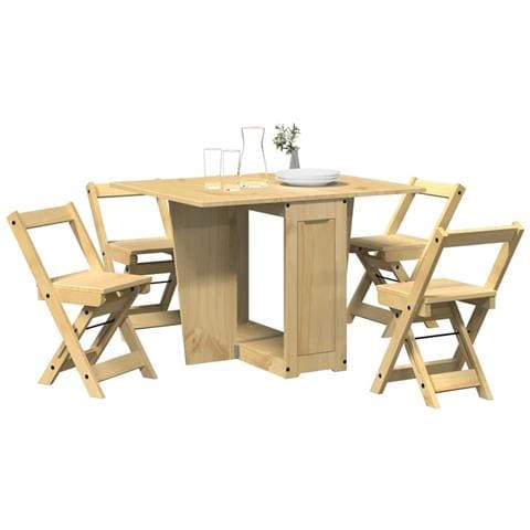 Set Da Pranzo 5 Pz Corona Pieghevole Marrone Cera In Pino - Foto 1