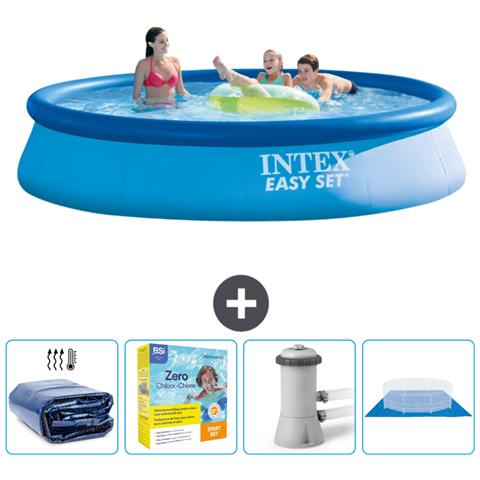 Piscina Fuori Terra - In Giro - 396x396x84 Cm - Blu - Include Accessori Coordinati Cb8 - Foto 1