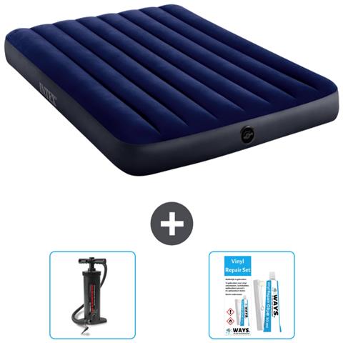 Set Materassino Gonfiabile - 191x137x25 Cm - Blu - Include Accessori Coordinati Cb13 - Foto 1