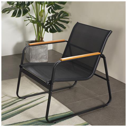 Aurora Set Di Mobili Da Giardino A 4 Posti In Tessuto Poliestere Nero - Foto 2