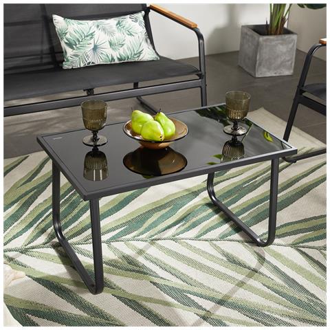 Aurora Set Di Mobili Da Giardino A 4 Posti In Tessuto Poliestere Nero - Foto 8