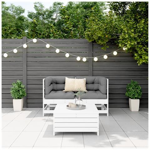Set Divani Da Giardino 3 Pz Bianco In Legno Massello Di Pino - Foto 2