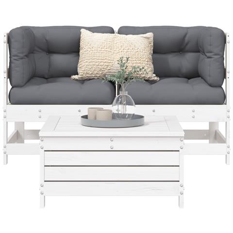Set Divani Da Giardino 3 Pz Bianco In Legno Massello Di Pino - Foto 8
