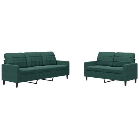 Set Di Divani 2 Pz Con Cuscini Verde Scuro In Velluto - Foto 1