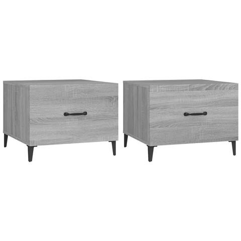 Tavolini Salotto Gambe In Metallo 2pz Grigio Sonoma 50x50x40 Cm - Foto 1