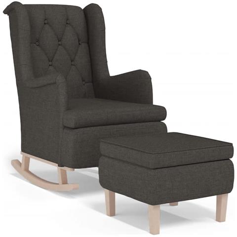 Lusso Casadino -  Poltrona Con Gambe A Dondolo E Sgabello Grigio Scuro In Tessuto - Foto 1