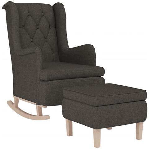 Lusso Casadino -  Poltrona Con Gambe A Dondolo E Sgabello Grigio Scuro In Tessuto - Foto 2