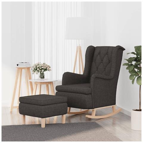 Lusso Casadino -  Poltrona Con Gambe A Dondolo E Sgabello Grigio Scuro In Tessuto - Foto 8