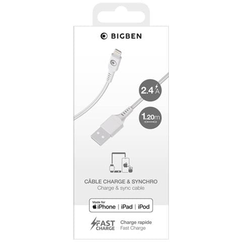 Cavo Di Ricarica E Trasferimento Usb-a /lightning 2,4a Fastcharge 12w 1,2m, Bianco - Foto 2