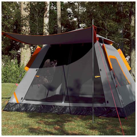 Tenda a Cupola 5 Persone Grigio e Arancione a Rilascio Rapido - Foto 1
