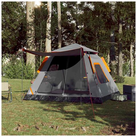 Tenda a Cupola 5 Persone Grigio e Arancione a Rilascio Rapido - Foto 2