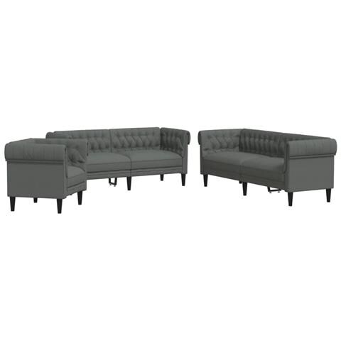 Set di Divani 3 pz Grigio Scuro in Tessuto - Foto 1