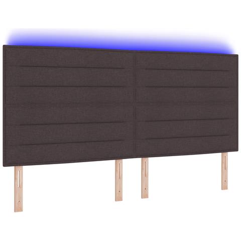 Testiera Design Linee Marrone Scuro 200 cm Tessuto - Foto 1