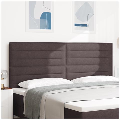 Testiera Design Linee Marrone Scuro 200 cm Tessuto - Foto 2