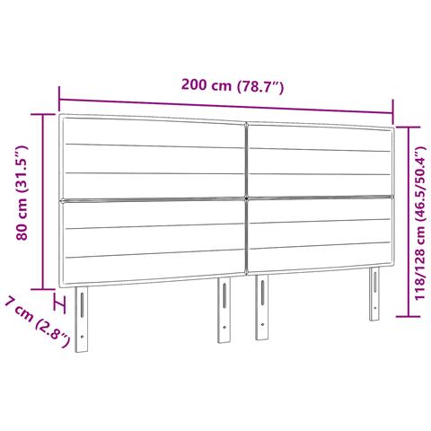 Testiera Design Linee Marrone Scuro 200 cm Tessuto - Foto 9