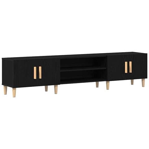 Mobile TV  Nero Rovere 180x31,5x40 cm Legno ingegnerizzato - Foto 1