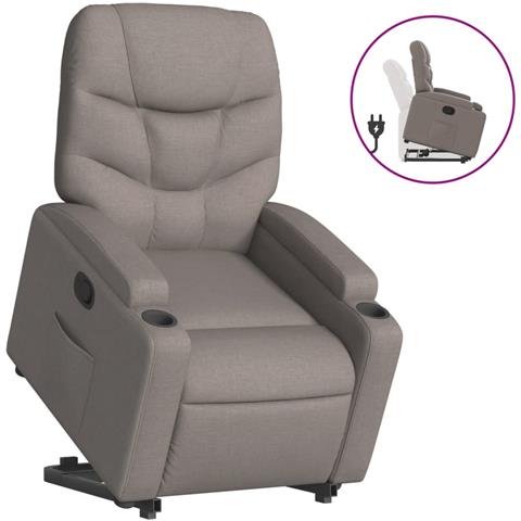 Poltrona Alzapersona Reclinabile Tortora in Tessuto - Foto 1