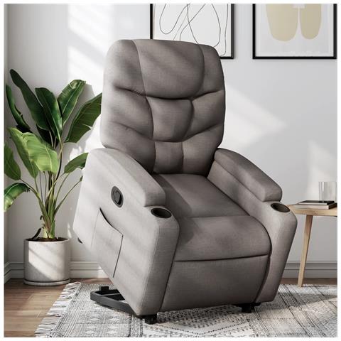 Poltrona Alzapersona Reclinabile Tortora in Tessuto - Foto 2