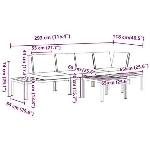 Set Divani da Giardino 4 pz con Cuscini in Alluminio Nero - Foto 9