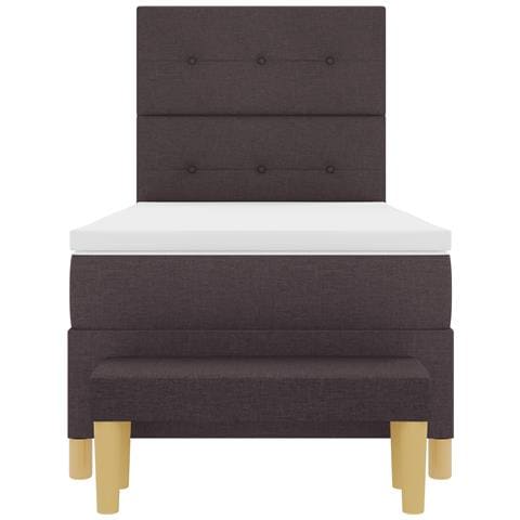 Letto Box Spring con Materasso e Panchina Marrone Scuro 100x200 cm Tessuto - Foto 9