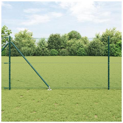 Recinzione esagonale verde 1.4x50 m in acciaio, Pali per recinzione con picchetto 13 pz Ø32 mm 160 cm in acciaio zincato - Foto 2