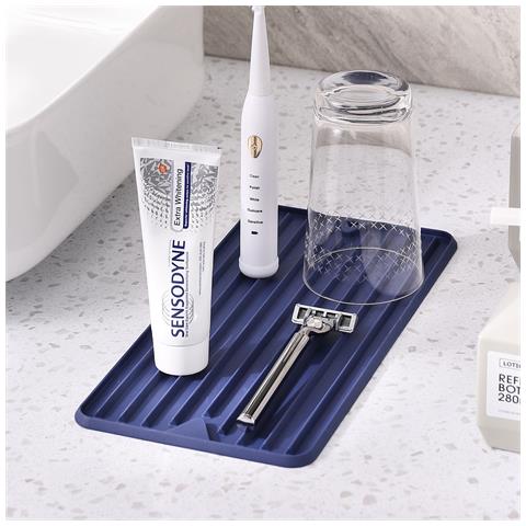 Tappetino Scolapiatti Triangolare Grande 40x30cm In Silicone - Multifunzionale E Antiscivolo Blue - Foto 3