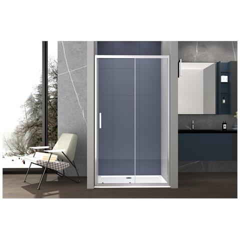 Box Doccia A Nicchia 130 Cm Porta Scorrevole Apertura Laterale H195 Cm Alba Cromato - Foto 1