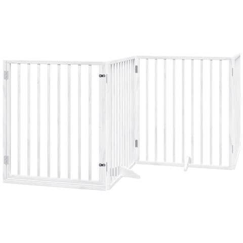 Cancello Cani Porta Pieghevole Bianco 4 Pannelli 320 cm Pioppo - Foto 1