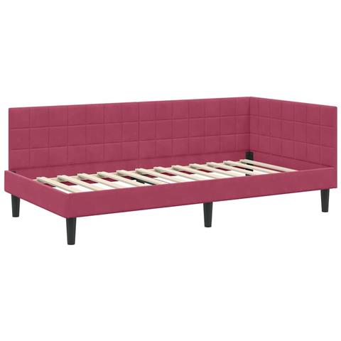 Cornice del letto ad angolo Rosso vino 90 x 200 cm Velluto - Foto 1